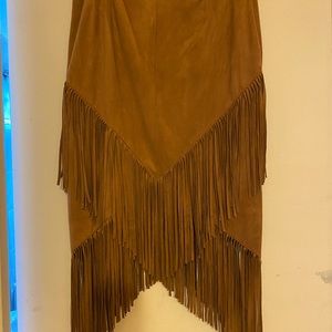 Suede fringe midi skirt - gingerbread brown size 0.5 - purchased from chicos